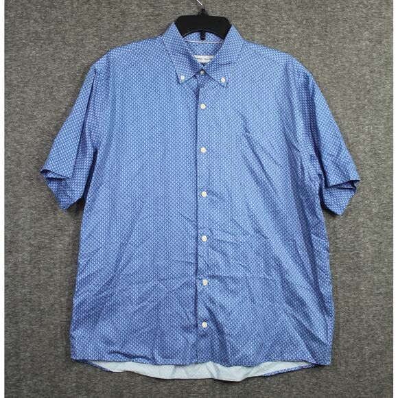 Peter Millar Other - Peter Millar Short Sleeve Button Down Shirt Blue Geometric Floral Sz Large